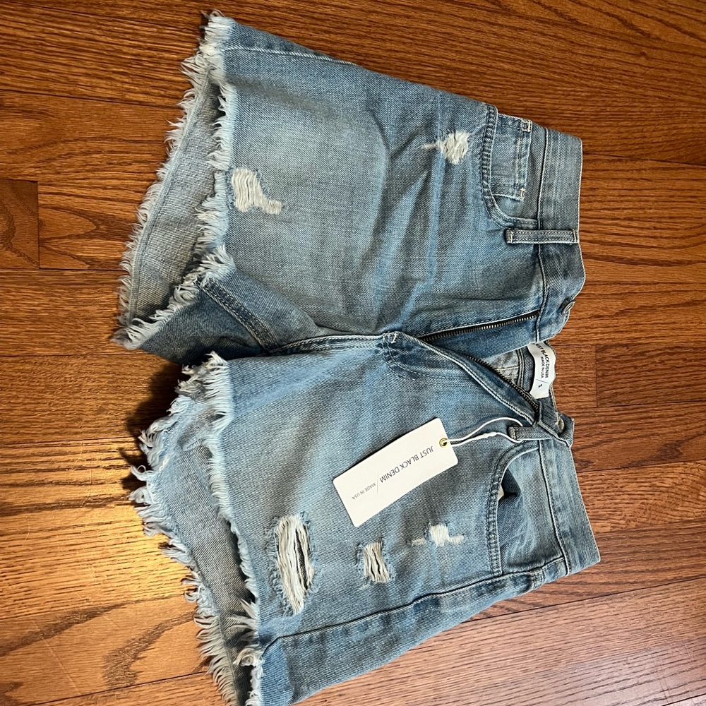 Just Black Distressed Blue Denim Shorts